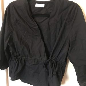 Oak + Fort Navy Wrap Top